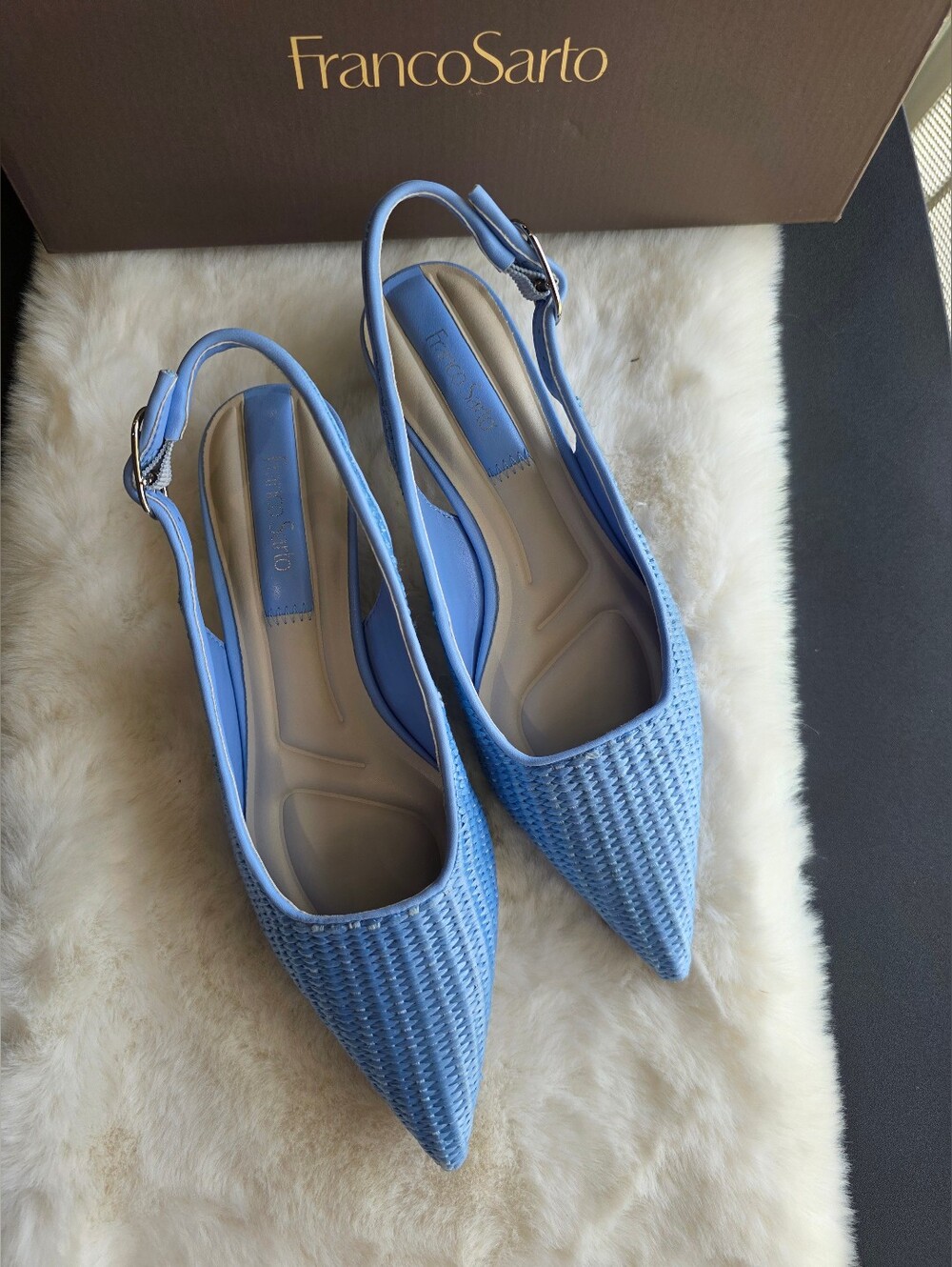Franco Sarto Women's Marlow Slingback Pump Shoes (Denim Blue Raffia) - Size 6M